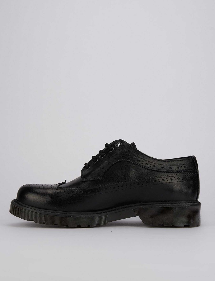 Hombre Barca | Zapatos Con Cordones Tacon 1 Cm Piel Negro