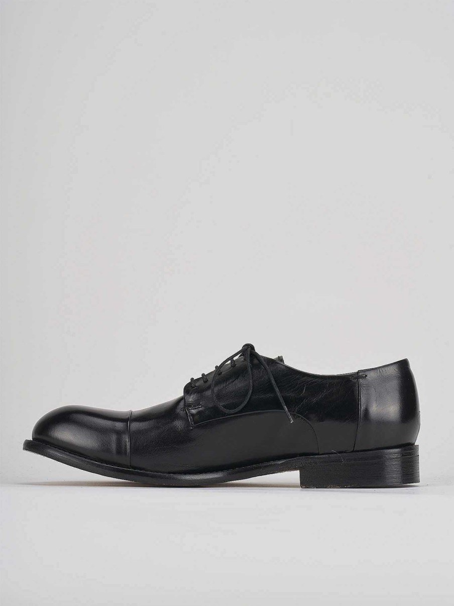 Hombre Barca | Zapatos Con Cordones Tacon 1 Cm Piel Negro