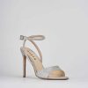 Mujer Barca | Sandalias De Tacon Tacon 11 Cm Piel Plateada