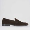 Hombre Barca | Mocasin Tacon 1 Cm Ante Marron Oscuro.