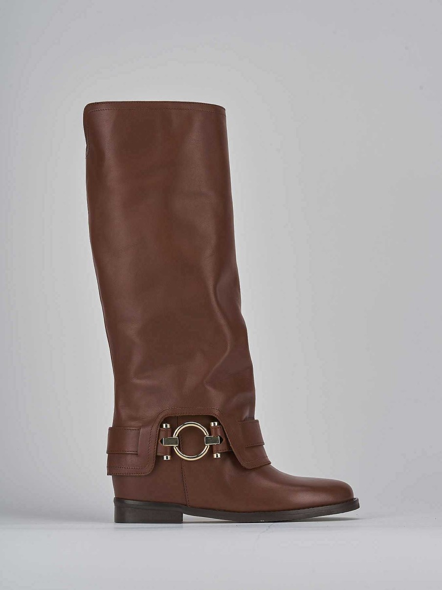 Mujer Barca | Stivali Tacco 2Cm Piel Marron