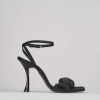 Mujer Barca | Sandalias De Tacon Tacon 10 Cm Piel Negra.