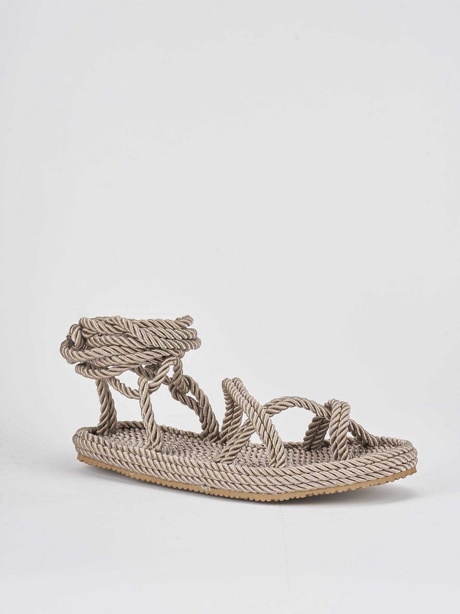 Mujer Barca | Sandalia Tacco 1Cm Tessuto Beige