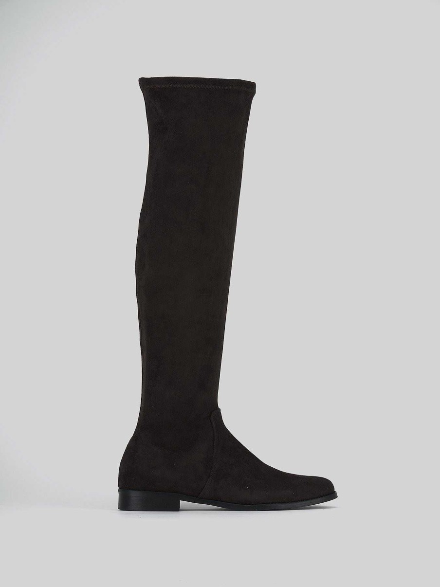 Mujer Barca | Botas Tacon Bajo Tacon 1 Cm Ante Marron Oscuro