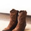 Mujer Barca | Botines Tacon Tacon 8 Cm Gamuza Marron Oscuro