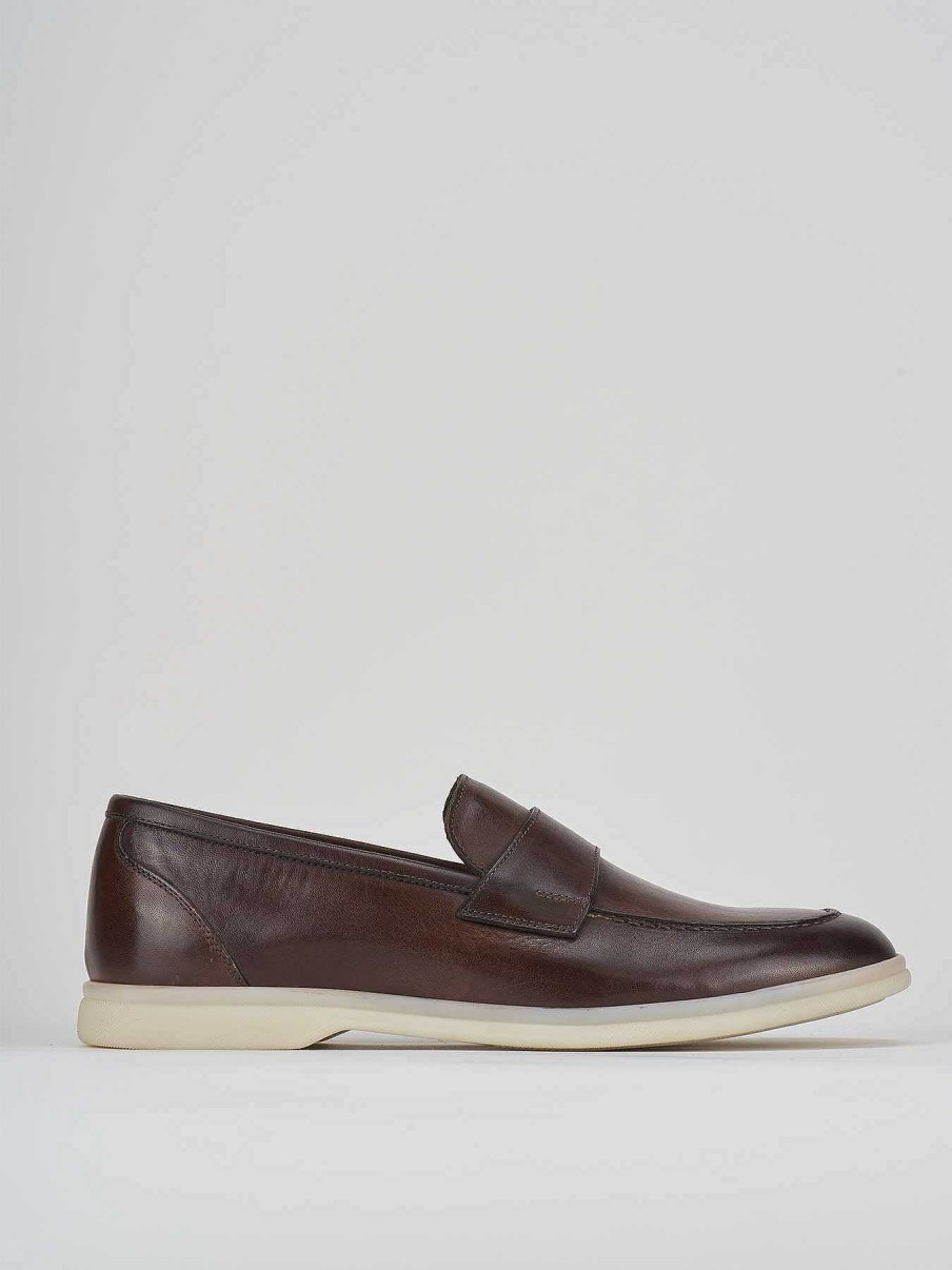 Hombre Barca | Mocasines Piel Marron Oscuro