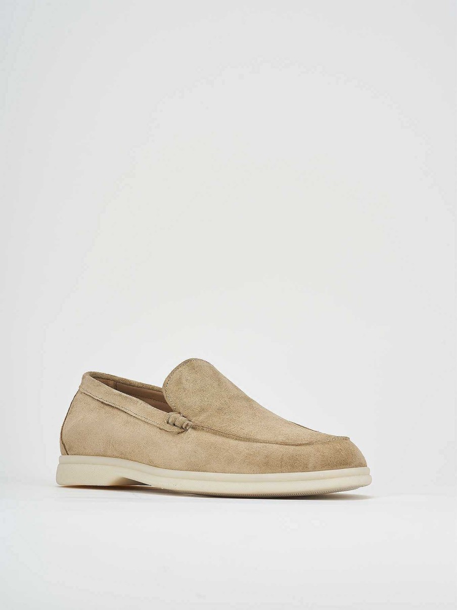 Hombre Barca | Mocasines Tacon 1 Cm Ante Beige