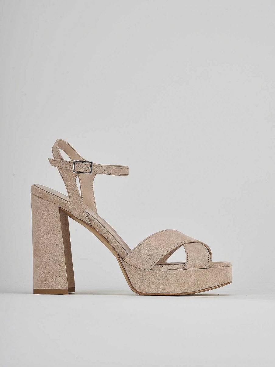 Mujer Barca | Sandalias De Tacon Tacon 10 Cm Ante Beige