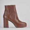 Mujer Barca | Botines Tacon Tacon 7 Cm Piel Marron