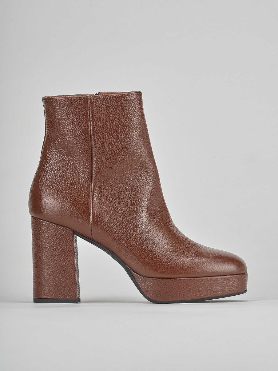 Mujer Barca | Botines Tacon Tacon 7 Cm Piel Marron