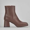 Mujer Barca | Botines Tacon Tacon 5 Cm Piel Marron