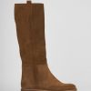 Mujer Barca | Botas Tacon Bajo Tacon 2 Cm Gamuza Marron