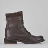 Mujer Barca | Botas Militares Tacon 2 Cm Piel Marron Oscuro