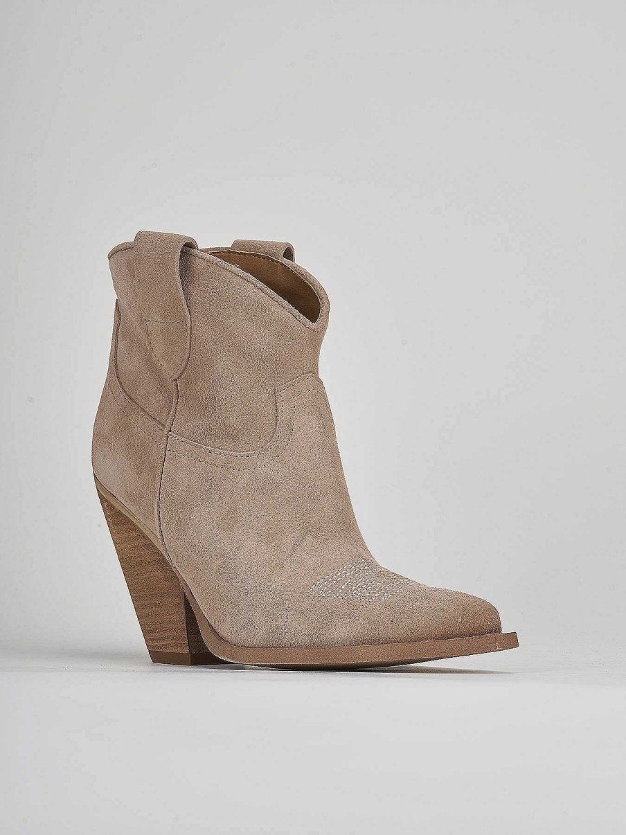 Mujer Barca | Botines Tacon Tacon 7 Cm Ante Beige