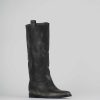 Mujer Barca | Botas Tacon Bajo Tacon 2 Cm Piel Negra