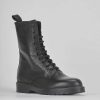 Mujer Barca | Botas Militares Tacon 2 Cm Cuero Negro