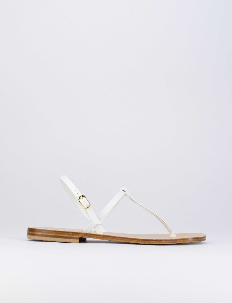 Mujer Barca | Chanclas Tacon 1 Cm Piel Blanca