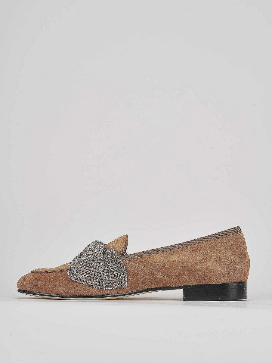 Mujer Barca | Mocasin Tacon 1 Cm Ante Marron.