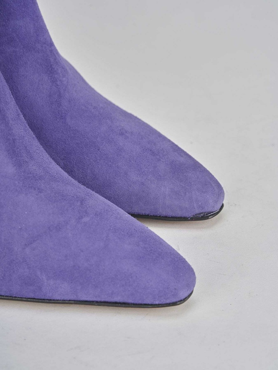 Mujer Barca | Botines Tacon Tacon 7 Cm Ante Violeta