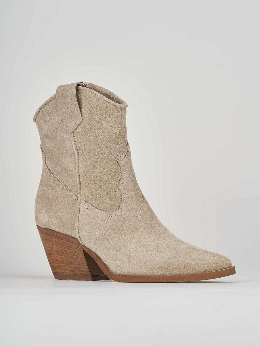 Mujer Barca | Botines Tacon Tacon 7 Cm Ante Beige