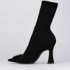 Mujer Barca | Botines Tacon Alto Tacon 9 Cm Licra Negro