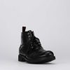 Hombre Barca | Botas Militares Tacon 1 Cm Cuero Negro