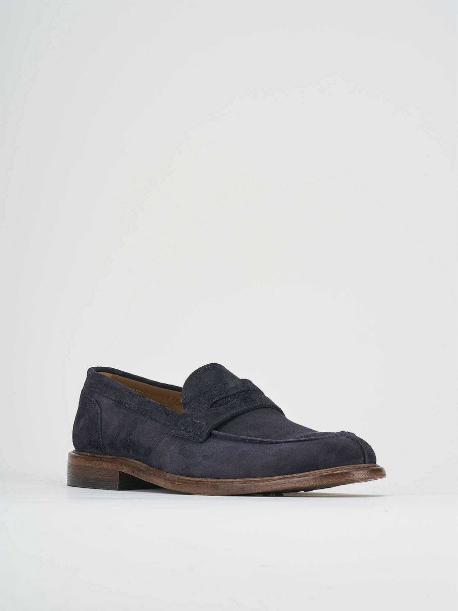 Hombre Barca | Mocasines Tacon 1 Cm Ante Azul