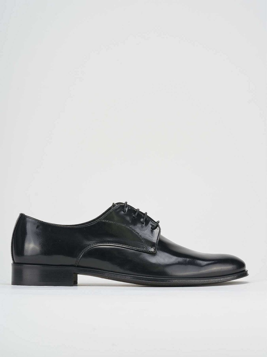 Hombre Barca | Zapatos Con Cordones Tacon 1 Cm Piel Negro