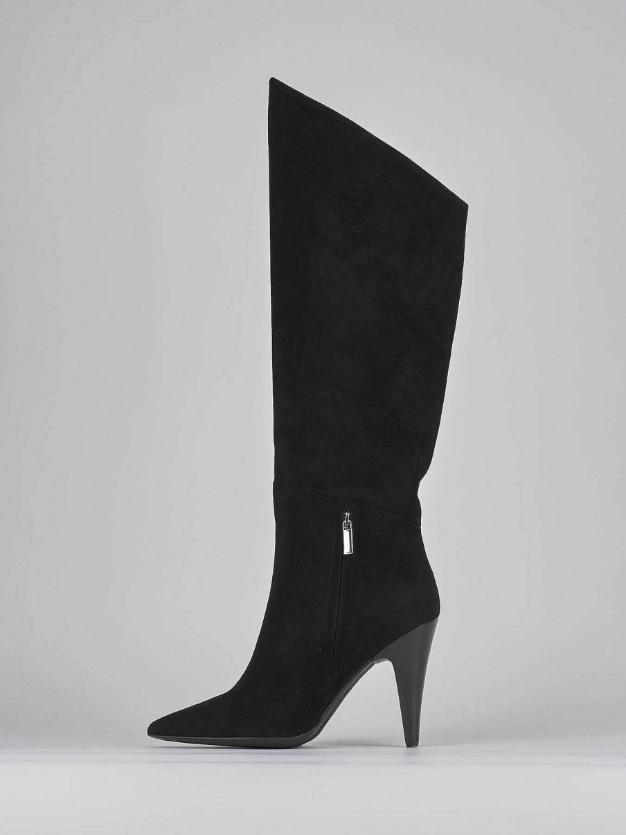 Mujer Barca | Botas De Tacon Alto Tacon 11 Cm Ante Negro