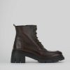 Mujer Barca | Botas Militares Tacon 3 Cm Piel Marron Oscuro