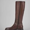 Mujer Barca | Botas Tacon Bajo Tacon 2 Cm Piel Marron