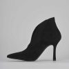 Mujer Barca | Botines De Tacon Alto Tacon 7 Cm Ante Negro