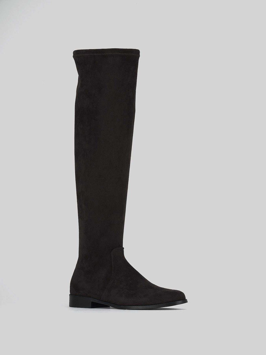 Mujer Barca | Botas Tacon Bajo Tacon 1 Cm Ante Marron Oscuro