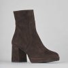 Mujer Barca | Botines Tacon Tacon 6 Cm Ante Marron Oscuro