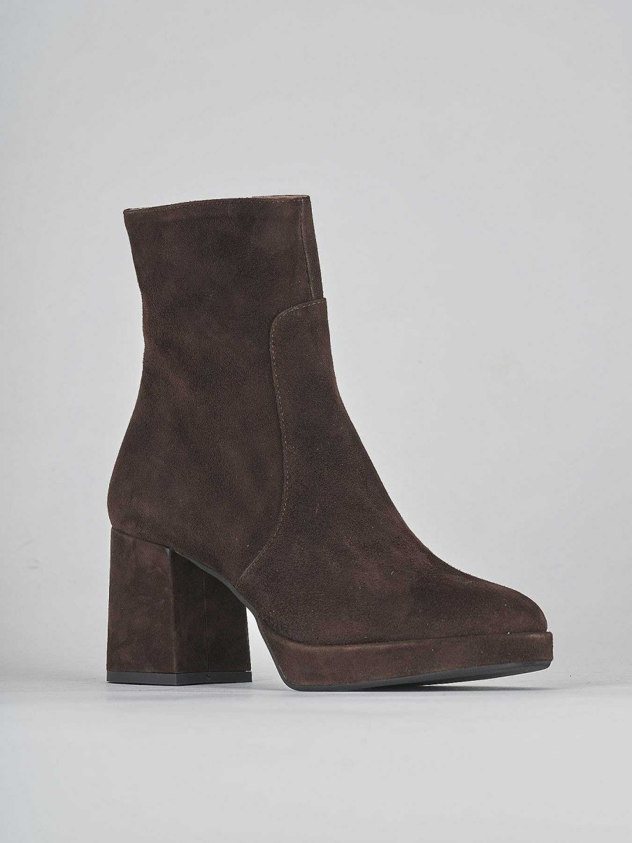 Mujer Barca | Botines Tacon Tacon 6 Cm Ante Marron Oscuro