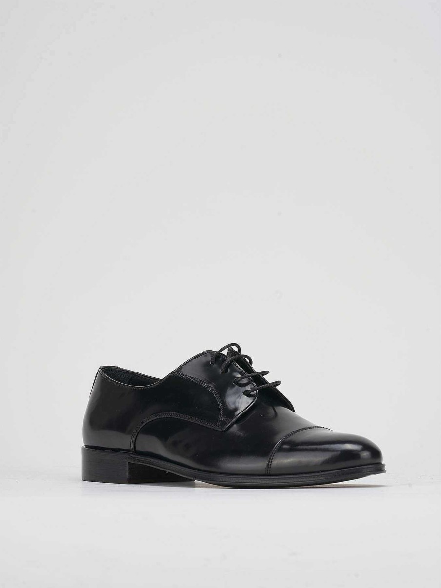 Hombre Barca | Zapatos Con Cordones Tacon 1 Cm Piel Negro