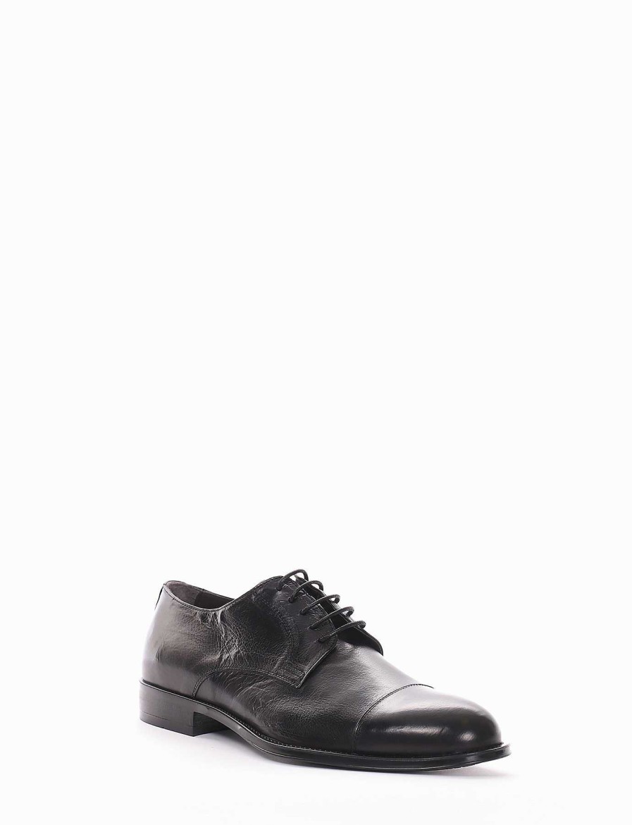 Hombre Barca | Zapatos Con Cordones Tacon 2 Cm Piel Negro