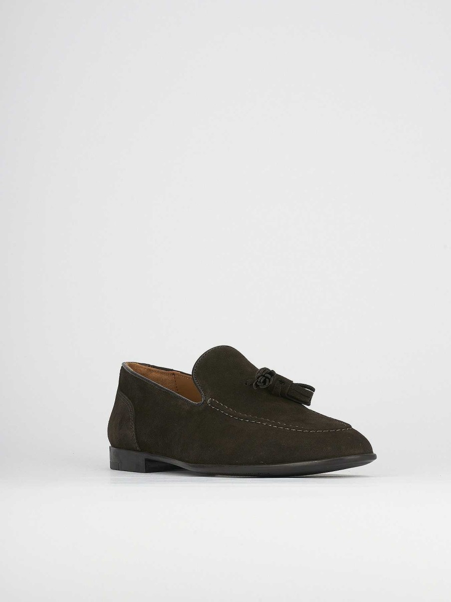 Hombre Barca | Mocasin Gamuza Marron Oscuro