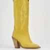 Mujer Barca | Botas De Tacon Tacon 7 Cm Ante Amarillo