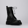 Mujer Barca | Botas Militares Tacon 2 Cm Cuero Negro