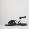 Mujer Barca | Sandalias Tacon Bajo Tacon 1 Cm Piel Negra