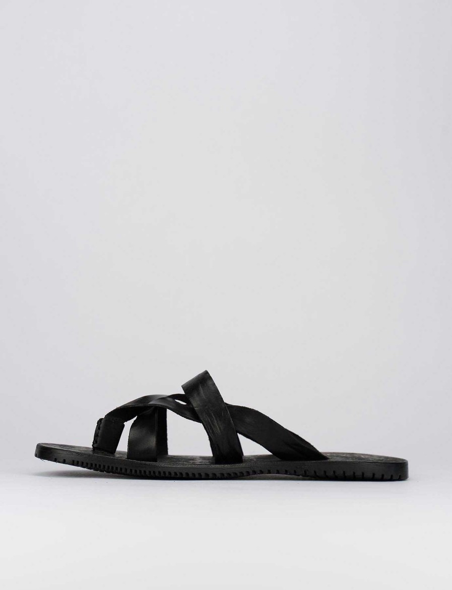 Hombre Barca | Sandalias Tacon 1 Cm Piel Negra