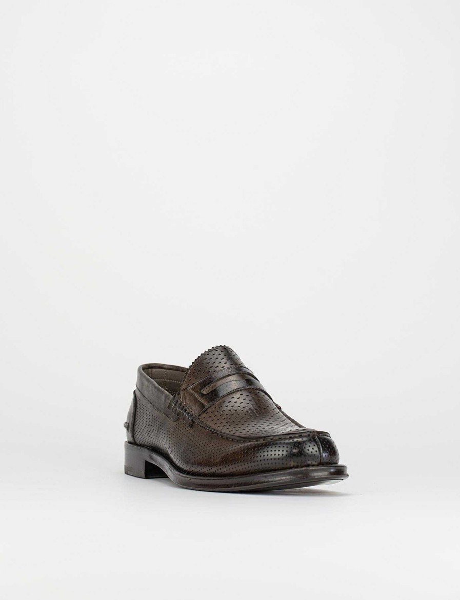 Hombre Barca | Mocasines Piel Marron Oscuro