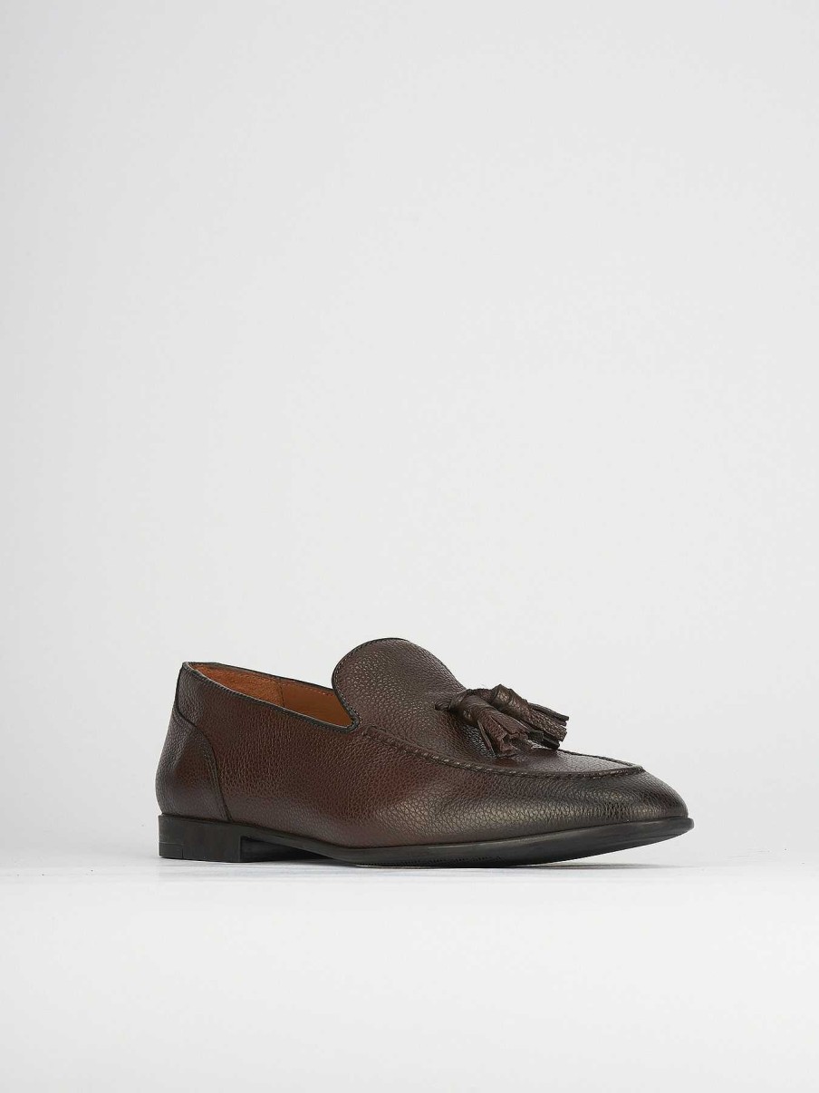 Hombre Barca | Mocasines Piel Marron Oscuro