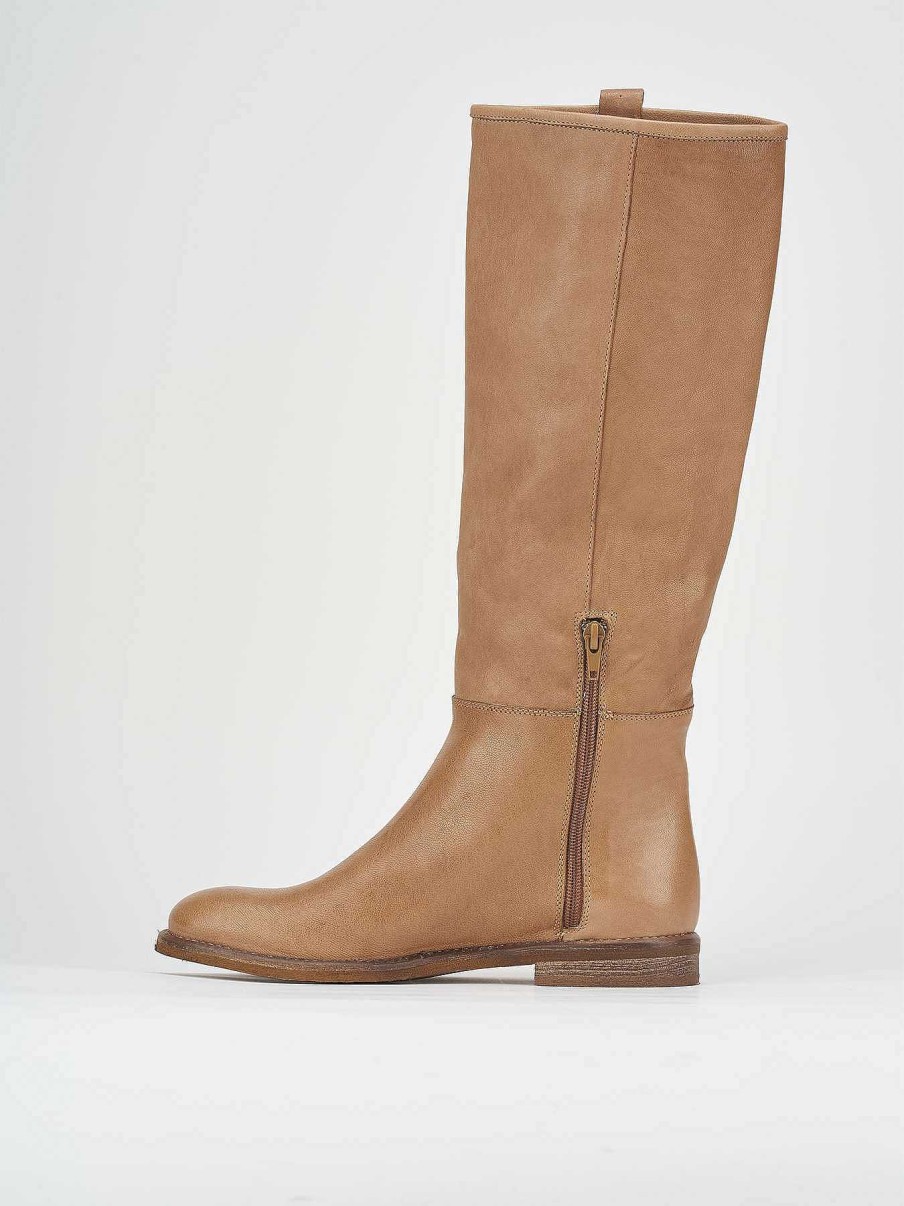 Mujer Barca | Botas Tacon Bajo Tacon 1 Cm Piel Marron