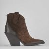 Mujer Barca | Botines Tacon Tacon 7 Cm Ante Marron Oscuro