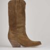 Mujer Barca | Botas De Tacon Tacon 6 Cm Ante Beige