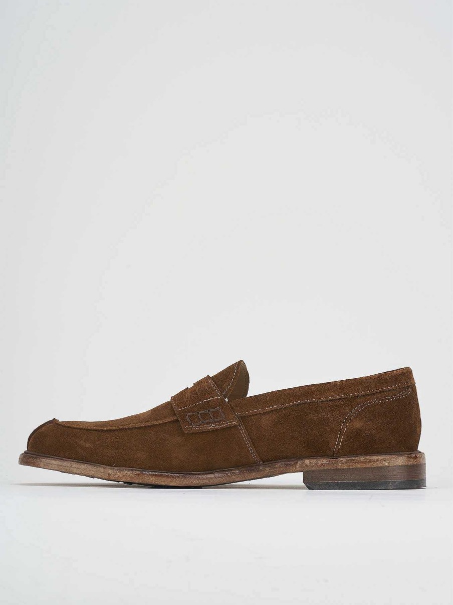 Hombre Barca | Mocasin Tacon 1 Cm Ante Marron.