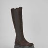 Mujer Barca | Botas Tacon Bajo Tacon 2 Cm Piel Marron Oscuro