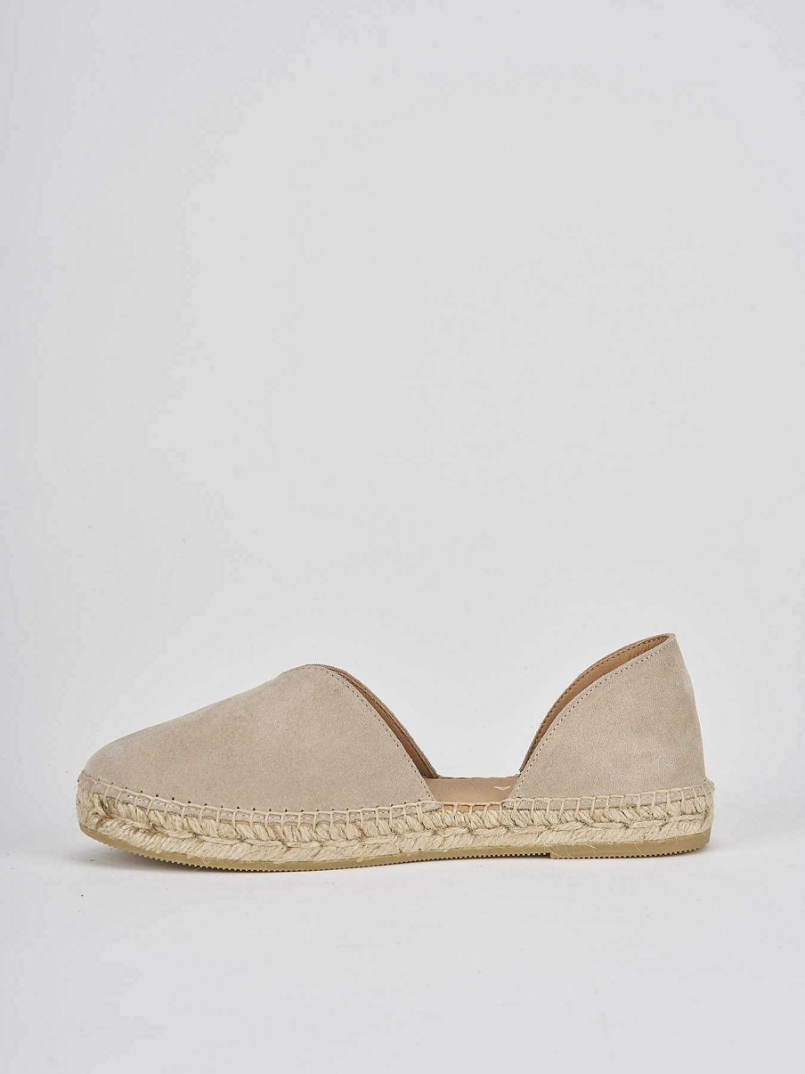 Mujer Barca | Alpargatas Tacon 2 Cm Ante Beige